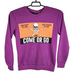 Mens Purple Plus Eighteen Sweatshirt Graphic Print Long Sleeve Crew Neck Size L